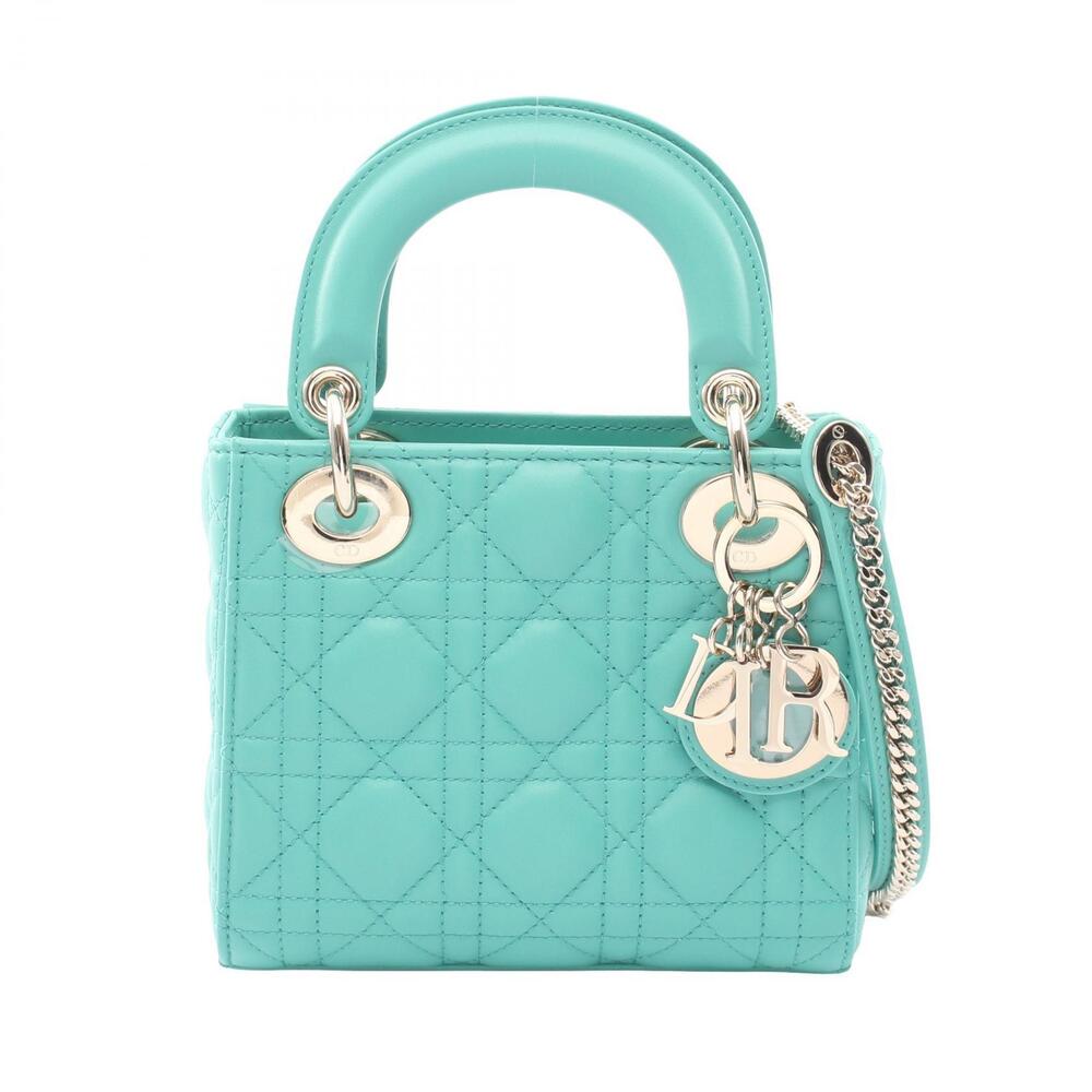 Christian Dior Lady Cannage Handbag Leather Green